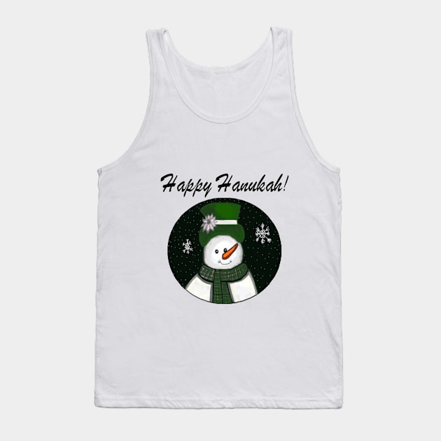 Green Snowman Happy Hanukah! Tank Top by CatGirl101